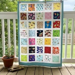 Handmade‎ I Spy Patchwork Quilt Throw 36x54 Whimsical Blanket Cottagecore